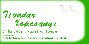 tivadar kopcsanyi business card